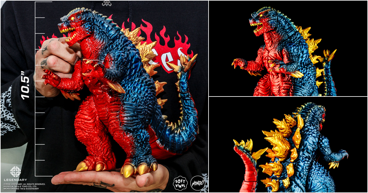 MONDO『哥吉拉與金剛：新帝國 哥吉拉』軟膠玩具，紅藍金屬漆色展露進化哥佬霸氣！