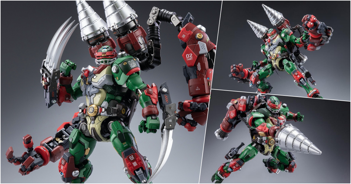 HEATBOYS『機甲忍者龜 - 拉斐爾』合金塗裝完成品，多功能格鬥巨臂展示強大近戰攻擊力！