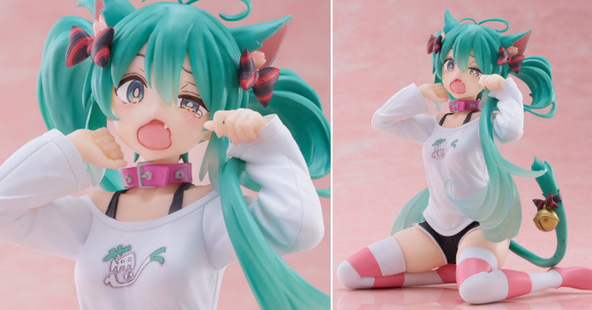 TAITO景品『初音未來　Desktop Cute FIGURE〜貓耳T恤ver.〜』打哈欠表情太犯規！