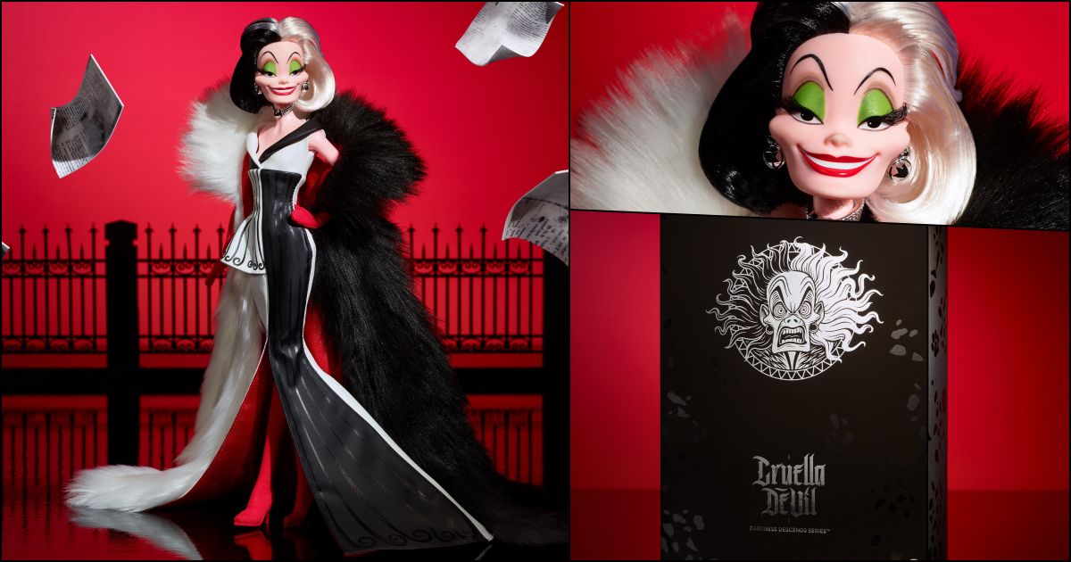 Mattel Creation 迪士尼 黑暗降臨『《101 忠狗》庫伊拉·德·威爾』收藏娃娃，高質感詮釋惡名昭彰的時尚惡女！