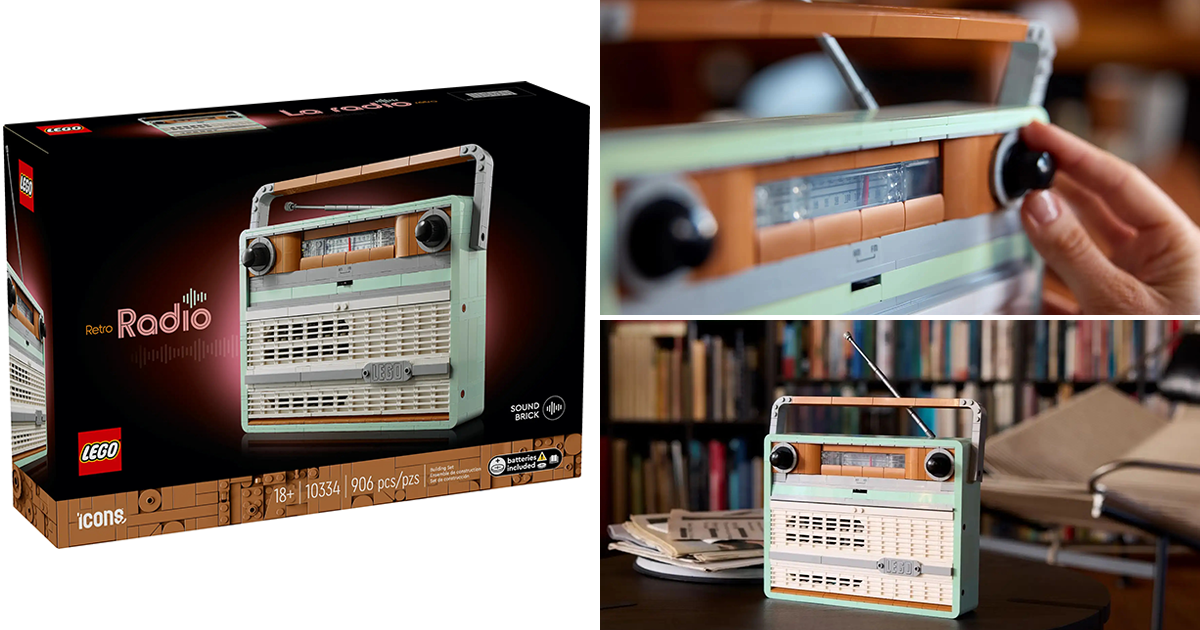 LEGO 10334 Icons 系列「復古收音機」（Retro Radio）不只搭載音效磚塊還能放入手機播音樂！