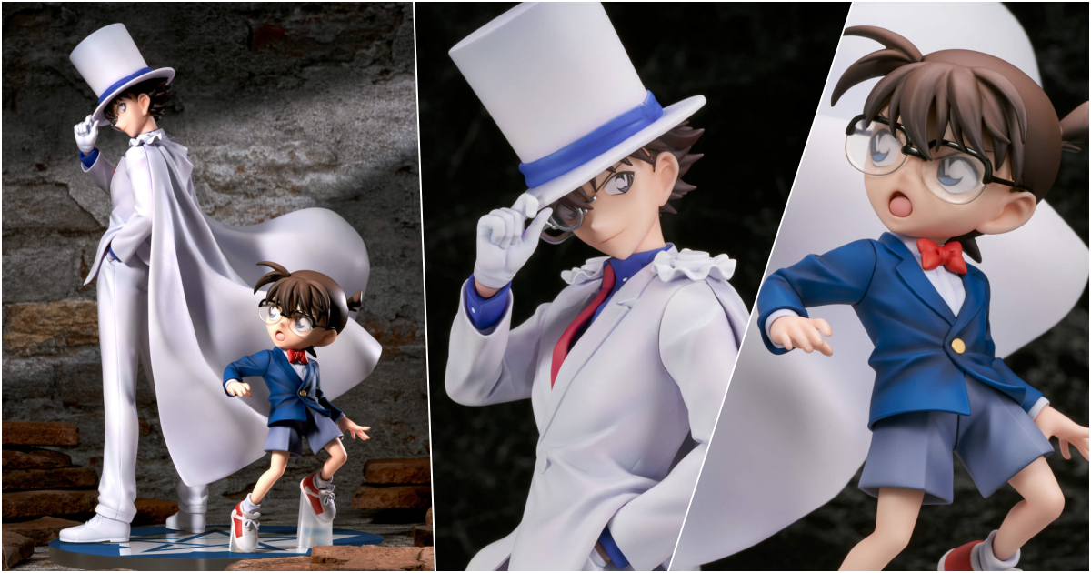 Furyu『F:NEX《名偵探柯南》江戶川柯南＆怪盜基德』1/7 比例塗裝完成品，怪盜與名偵探背對背的魄力動態！