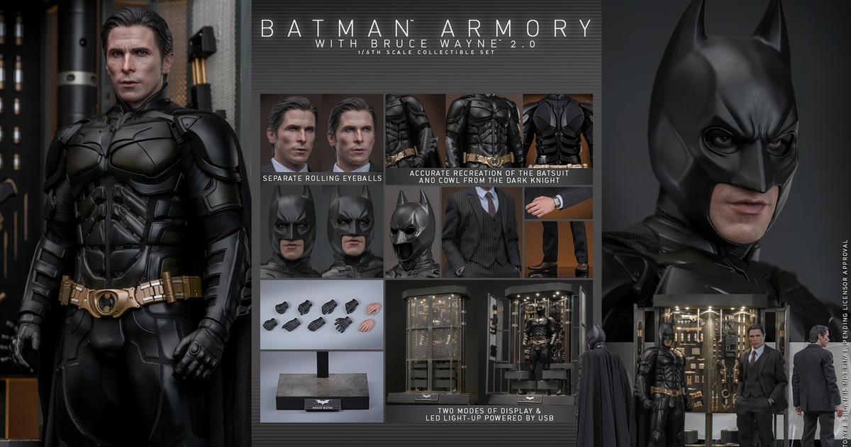 Hot Toys『《黑暗騎士》蝙蝠俠武器格納庫與布魯斯·韋恩（Batman Armory with Bruce Wayne） 2.0』1/6 比例收藏套裝組