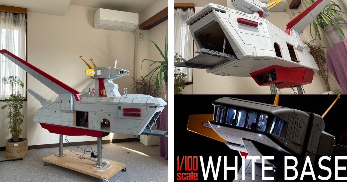 推主製作《機動戰士鋼彈》1/100白色基地模型超帥氣  卻嘆 : 不解體就出不了家門了...