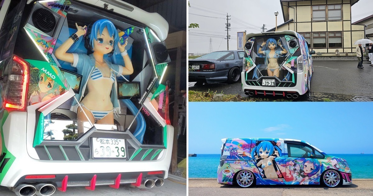 日推主街上驚見「初音未來痛車」居然還立體化  笑稱 : 這看起來初音被囚禁起來了...