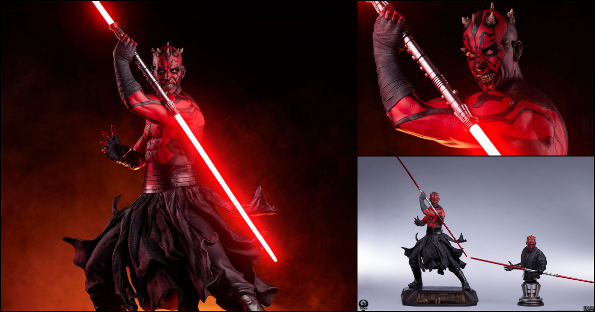 PCS『《星際大戰首部曲：威脅潛伏》達斯·魔（Darth Maul）白金限定版』1/3 比例收藏雕像，替換展示裸上身的霸氣姿態！