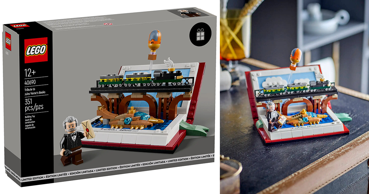 LEGO 40690「向儒勒·凡爾納的書致敬」科幻小說之父樂高人偶化、還有《海底兩萬里》的鸚鵡螺號潛艇！