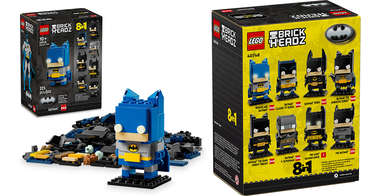 LEGO 40748 BrickHeadz 系列「蝙蝠俠 8合1 玩偶」（Batman™ 8in1 Figure）橫跨數十年歲月的經典八種造型一次擁有！