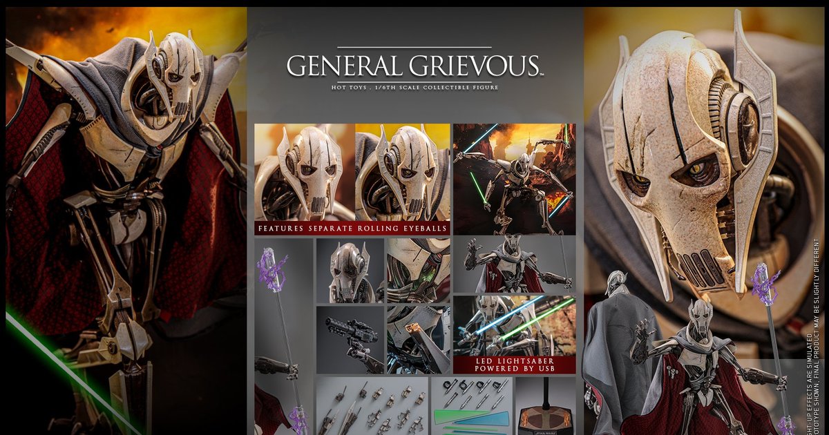Hot Toys『《星際大戰三部曲：西斯大帝的復仇》格里弗斯將軍（General Grievous）』1/6 比例合金收藏級可動人偶