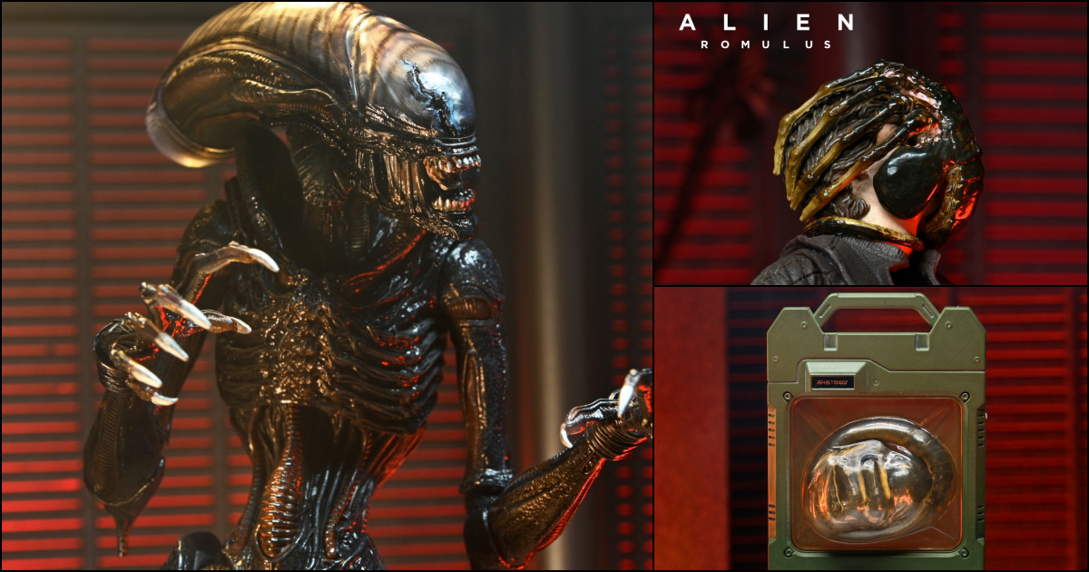 NECA Ultimate『《異形：羅穆路斯》（Alien: Romulus）異形』7 吋比例可動人偶套組，收錄抱臉體、破胸體模型等豐富配件！