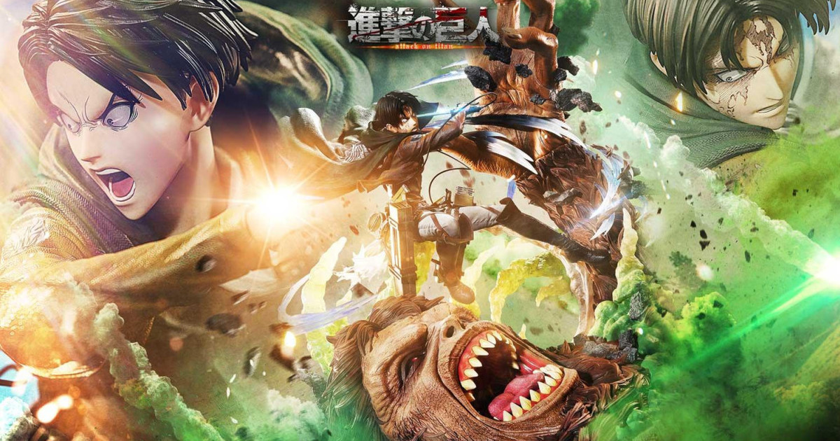 Prime 1 Studio『進撃的巨人 里維VS獸之巨人』1/4比例雕像 熱血沸騰的兵長砍猴場景 73公分大魄力登場！