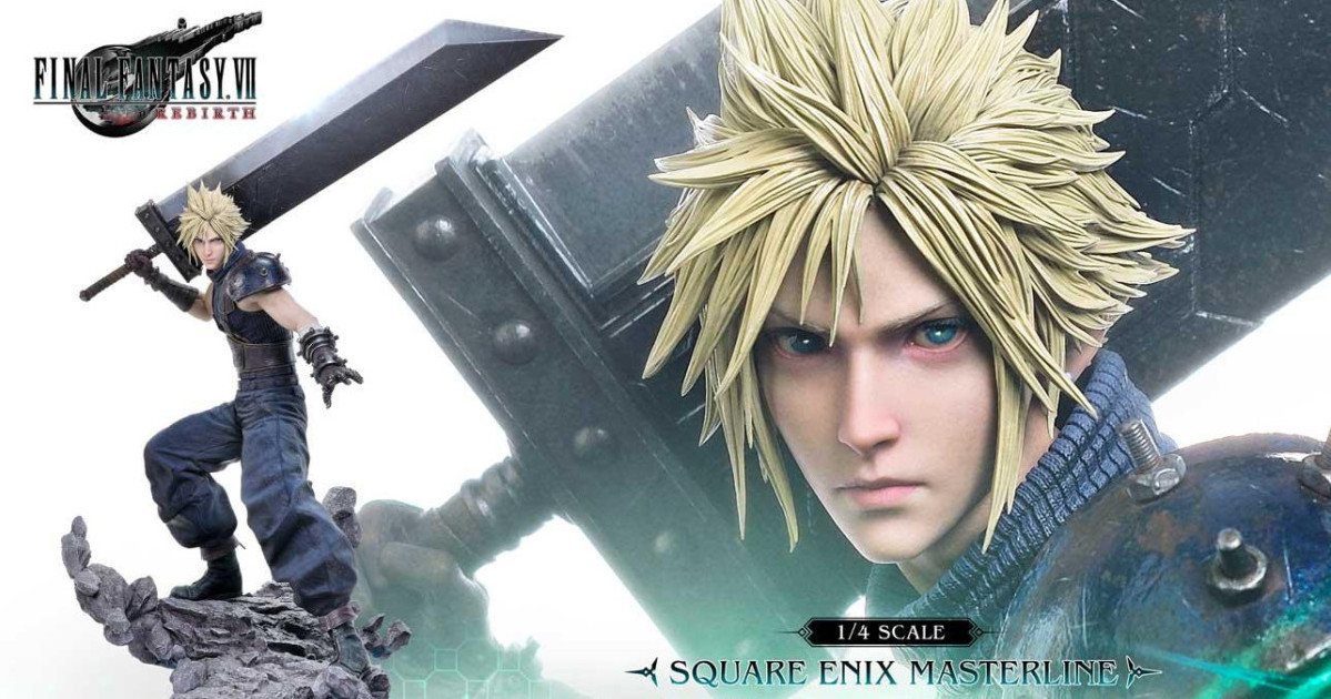 SQEX MASTERLINE『FFVII：重生 克勞德·史特萊夫 1/4比例雕像』揮舞魄力尺寸毀滅劍、再現魔晶石鑲嵌！