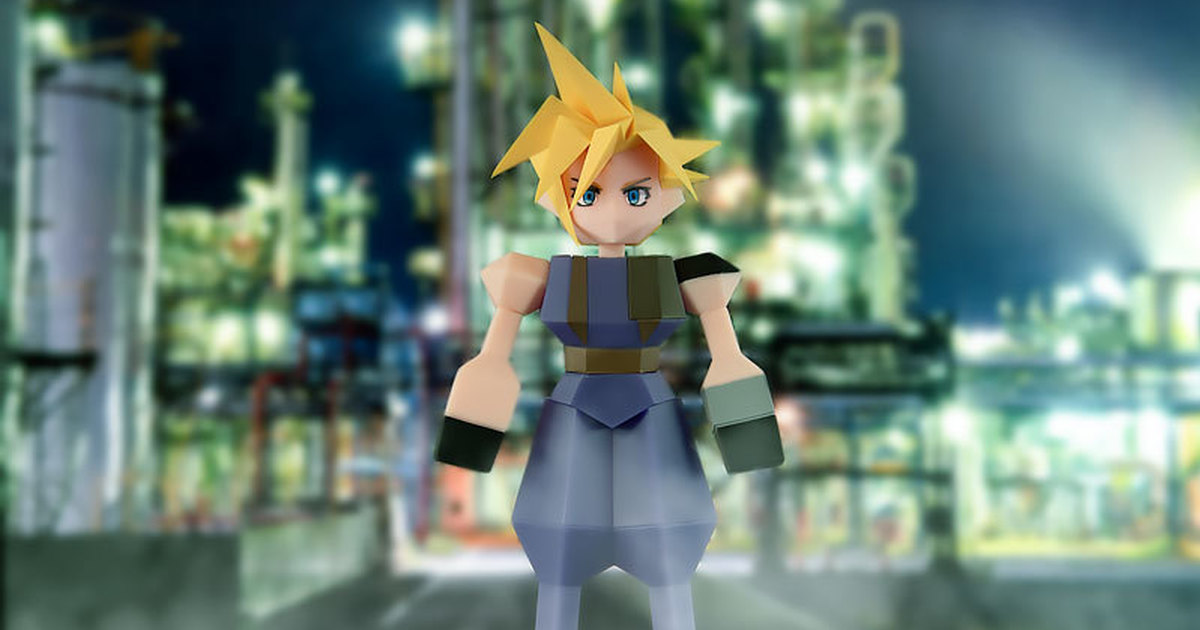 SQEX 方塊人軟膠模型『FFVII 克勞德·史特萊夫』PS原版的經典多邊形造型軟膠化！