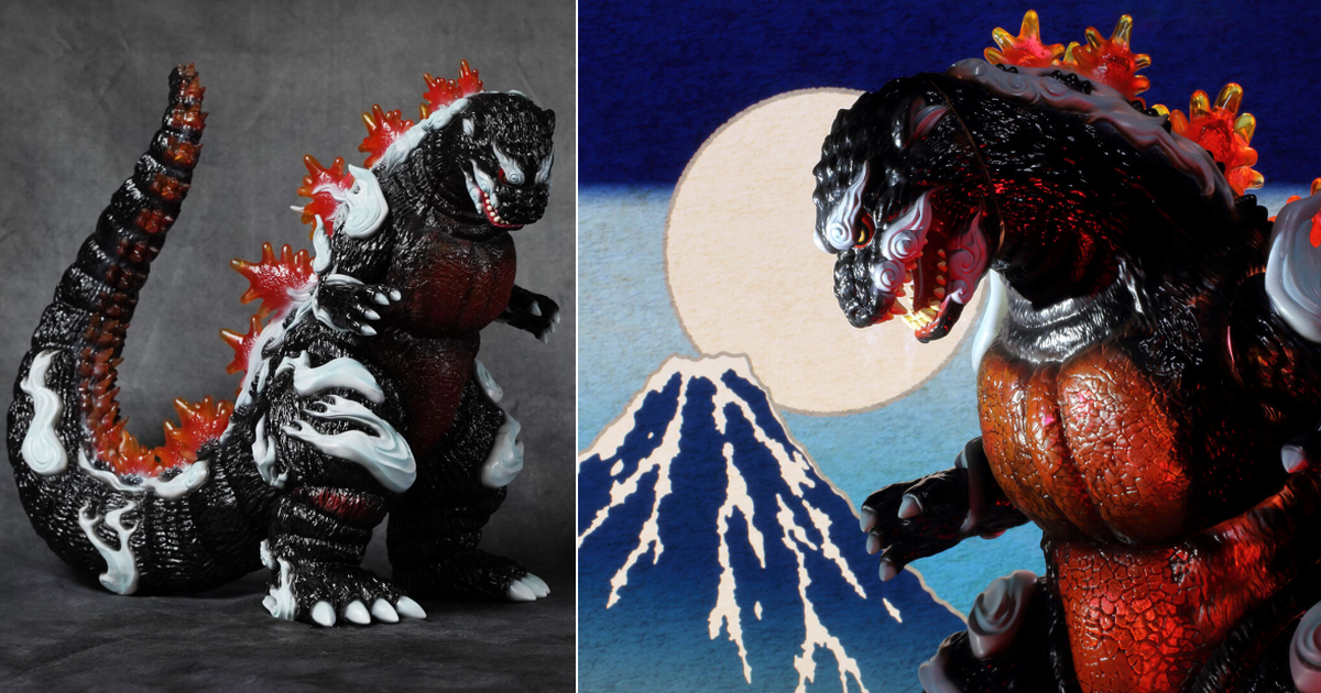 PLEX GODZILLA VINYL ART『GVA-BC 哥吉拉 1995 Frog Tree 浮世繪（黑）』怪獸軟膠 魄力立體化！
