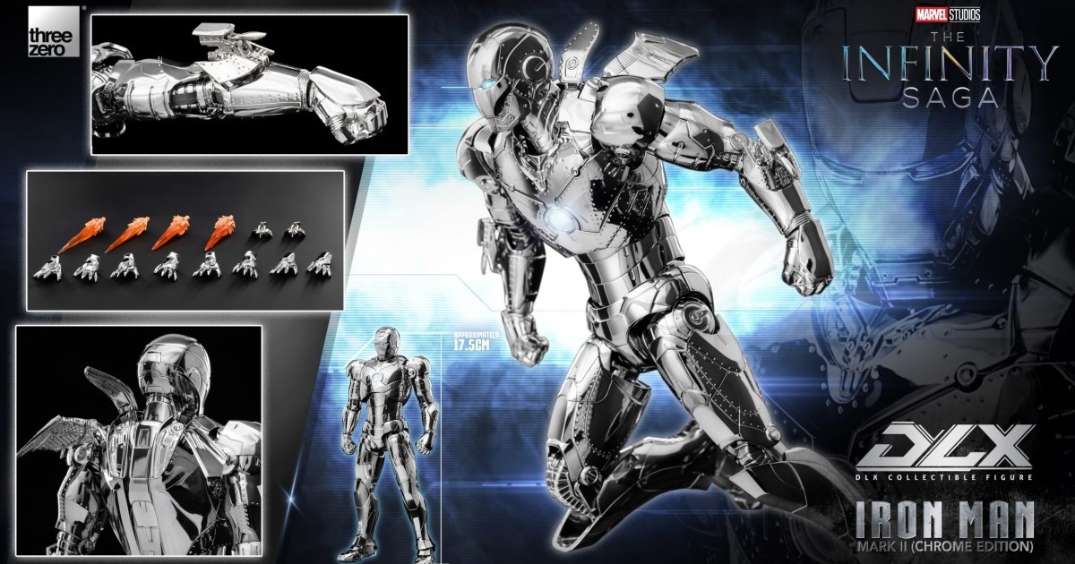 threezero DLX『《無限傳說》鋼鐵人 馬克 II（電鍍版）』可動人偶，電鍍高質感新色再登場！