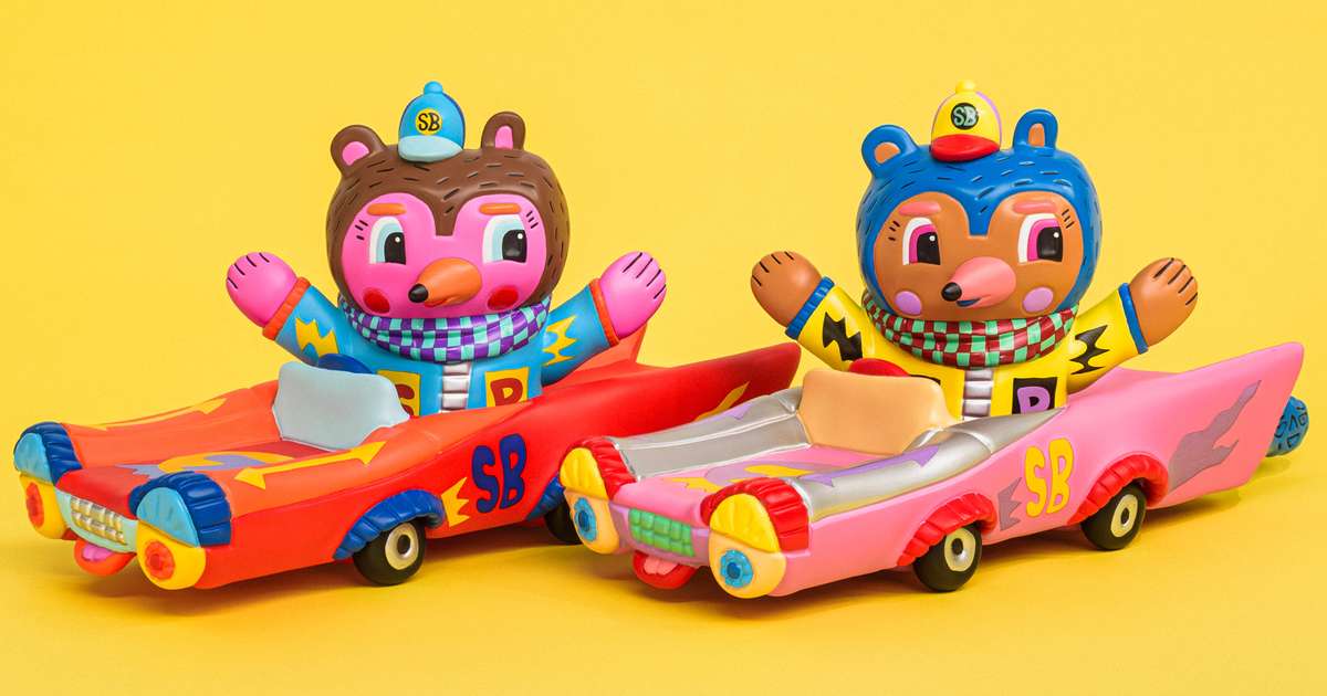 中空工房『Rob Kidney SUNDAY BEAR _ RED CAR／PINK CAR』軟膠 乘著拉風的愛車兜風去！