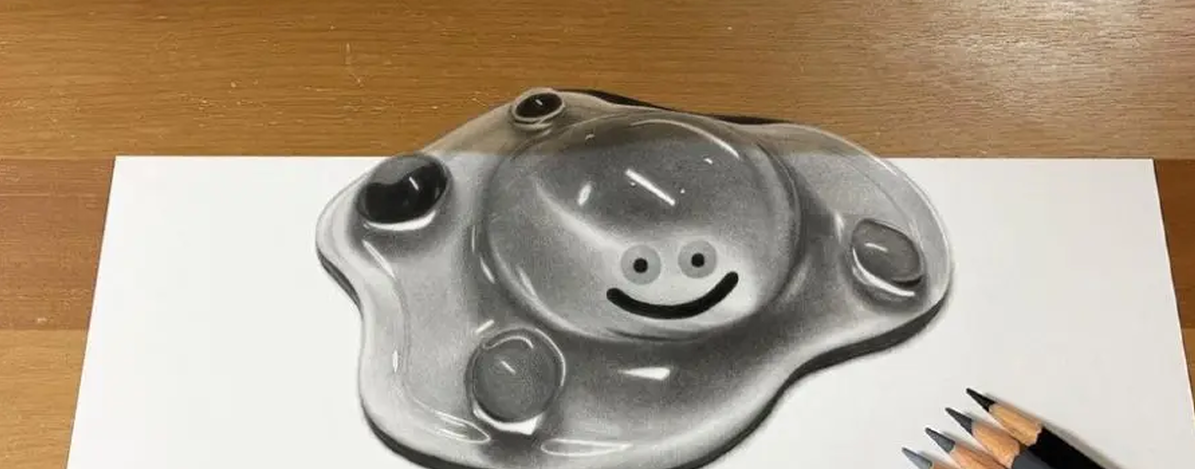 神手推主用色鉛筆畫出《勇者鬥惡龍》迷路金屬史萊姆  立體光影效果讓網友讚嘆神乎其技！