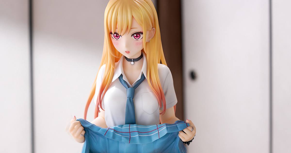 戀上換裝娃娃『quesQ喜多川海夢』1/7比例模型 掀起裙子展示黑翠蝶花的高衩泳裝場景！