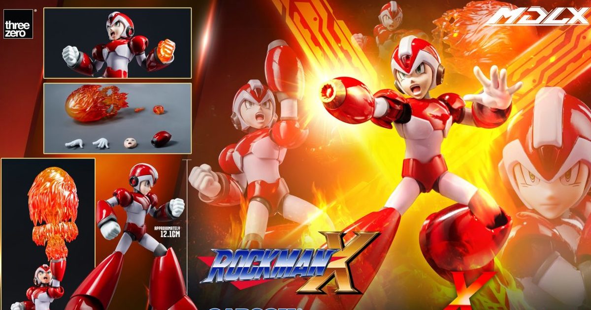 threezero『MDLX系列 洛克人X（上升火焰版）』收藏可動人偶 發射火焰彈經典招式再現