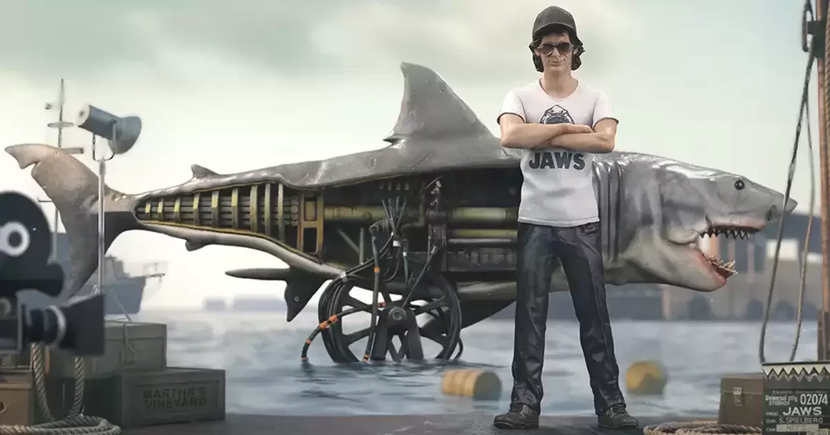 Iron Studios『史蒂芬·史匹柏&大白鯊50th Anniversary 』Deluxe Art Scale 1/10 比例雕像