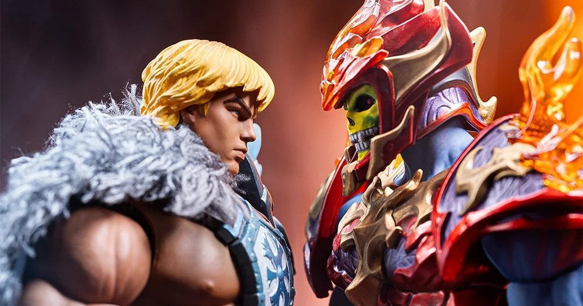 MONDO『マスターズ・オブ・ザ・ユニバース 200X』より「アイスアーマー・ヒーマン＆ファイアーアーマー・スケルター」1/1/12スケール可動フィギュアセットが登場！