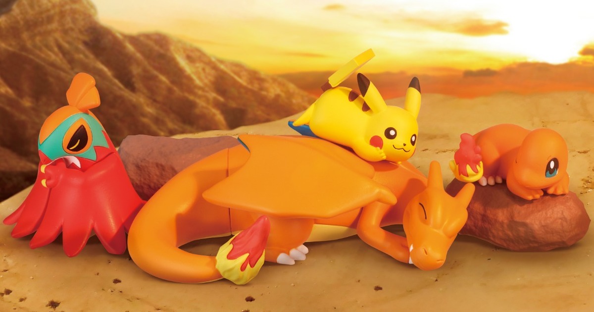 T-ARTS Pokemon Everyone’s Charizard Capsule Toys Let Pikachu and Charmander Lounge on Charizard