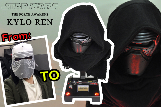 自製再一發! 星際大戰 Kylo Ren 1:1發光胸像+光劍