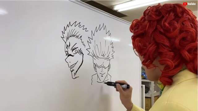 這畫工也用了咒力嗎!?搞笑藝人田島直彌兩分鐘速描完成《咒術迴戰》兩面宿儺&五條悟,還原度幾乎100%!