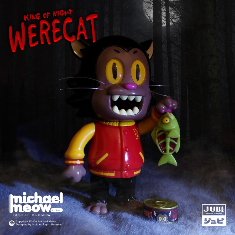 台灣設計師 JUBI「麥可喵（Michael Meow）WERECAT Ver.」軟膠玩具 不給罐罐就變身！