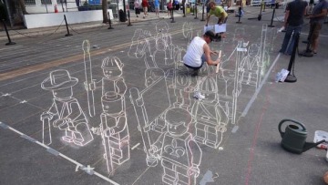 為Chalk festival 創作的樂高3D街頭繪畫