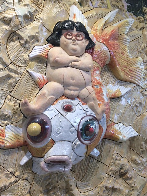 ムッチュ　金華童子風神雷神ヲ従エテ波濤ヲ越ユルノ図　仙台空港壁画完成記念 パブリックアート｜仙台空港 「金華童子風神雷神ヲ従エテ波濤ヲ
