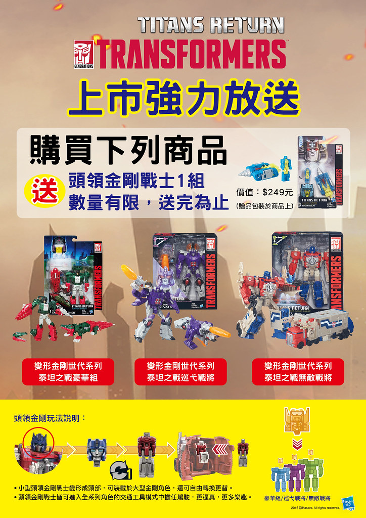 變形金剛世代系列《泰坦之戰》超好康雙重好禮！ 各位玩具人把握機會呀～