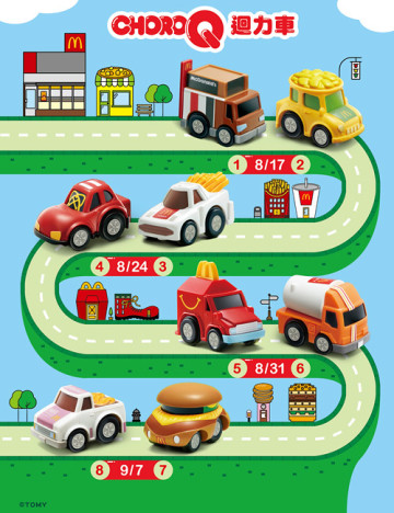 麥當勞 《快樂兒童餐》 八款「CHORO-Q迴力車」快來收集啊！！