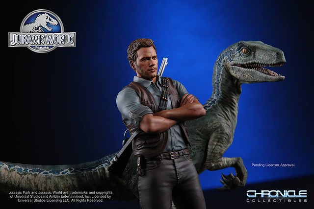 Chronicle Collectibles 侏羅紀世界【歐文．格雷迪與迅猛龍小藍】Owen and Blue Raptor 1/9 比例全身雕像作品