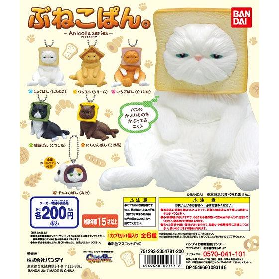 Gashapon 超逗趣「吐司貓」懶洋洋現身！アニコラ　ぶねこぱん