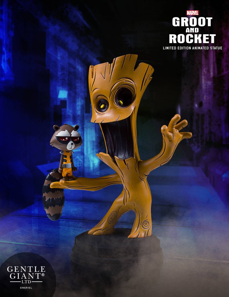 Gentle Giant【樹人格魯特、火箭浣熊】Groot and Rocket Animated Statue 全身雕像作品