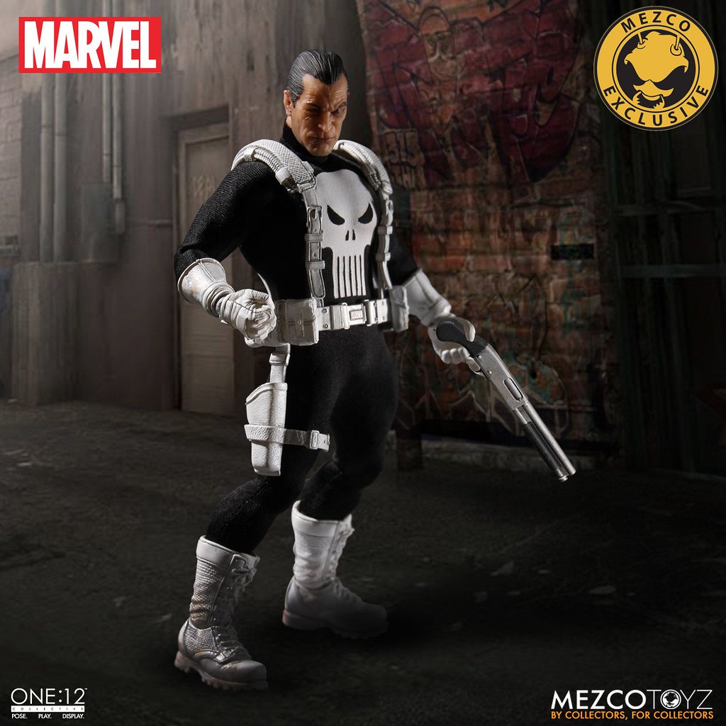 MEZCO – ONE:12 COLLECTIVE 系列【制裁者：法蘭克．卡索】MARVEL Classic Punisher 1/12 比例人偶作品