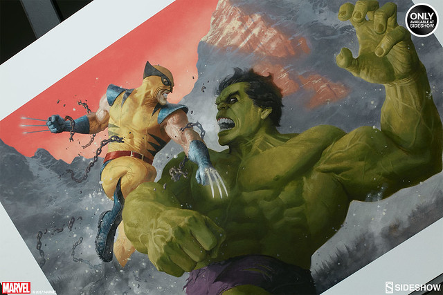 Sideshow Collectibles【浩克VS金鋼狼】雙雄對決畫作 Hulk and Wolverine ‘First Appearance’ Variant painting