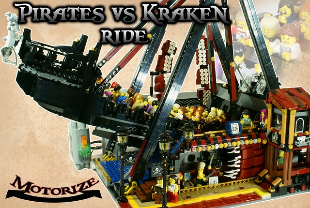 自家樂高樂園再擴建？！超酷的樂高MOC 海盜船【海盜VS. 海怪】Pirates VS Kraken Ride 讓你的樂高小人們頭暈目眩吧！！