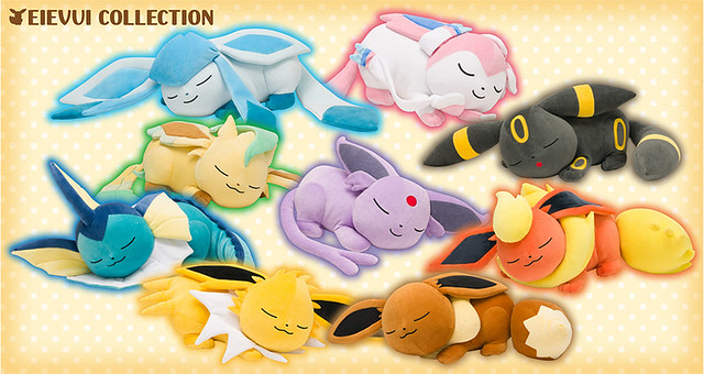 這樣的睡姿太犯規啦！《精靈寶可夢》EIEVUI COLLECTION 伊布家族 安靜熟睡布偶（ブイズ すやすやぬいぐるみ）