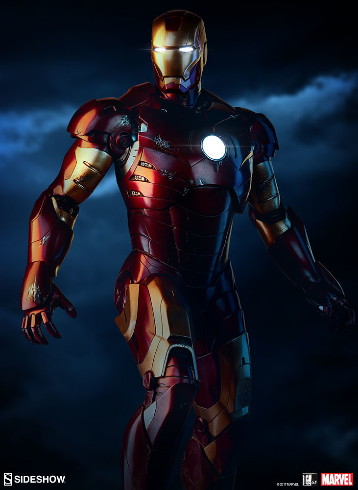 充分表現出大戰結束的氣氛！ Sideshow Collectibles 鋼鐵人【鋼鐵人馬克3】Iron Man Mark III Maquette 全身雕像作品 