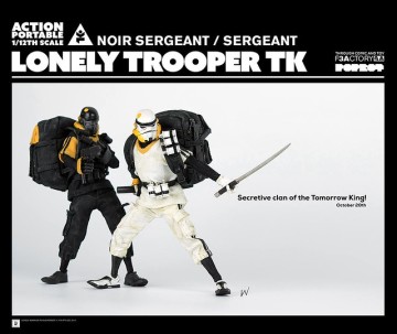 神秘部隊參上！！ threeA  Action Portable 系列【Lonely Trooper TK 士官 白色/黑色款】1/12 比例人偶作品