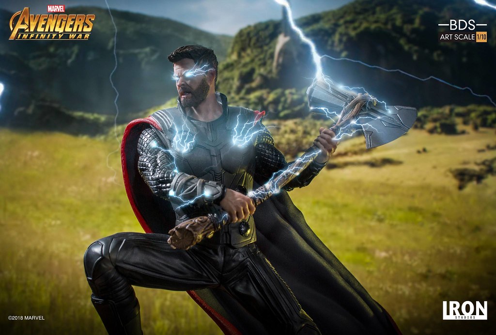 帶著新武器超魄力降臨！！ Iron Studios Battle Diorama 系列《復仇者聯盟3：無限之戰》索爾 Thor 1/10 比例決鬥場景雕像作品