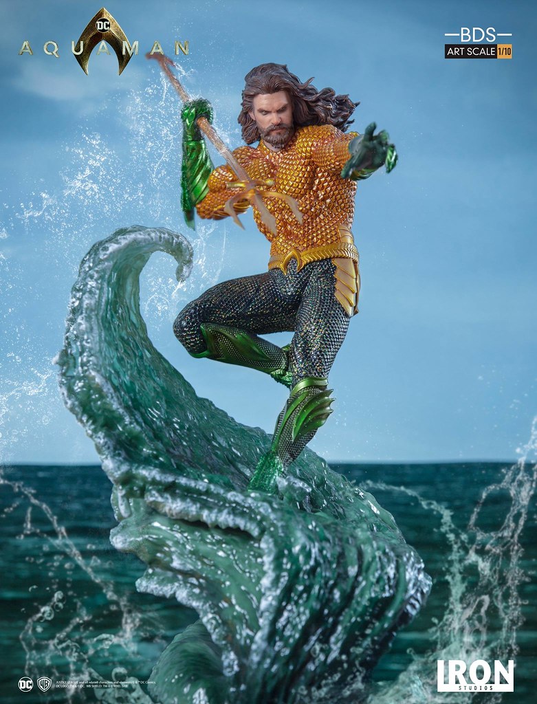 乘著海浪霸氣現身的海王！！ Iron Studios《水行俠》水行俠 Aquaman 1/10 比例決鬥場景雕像作品