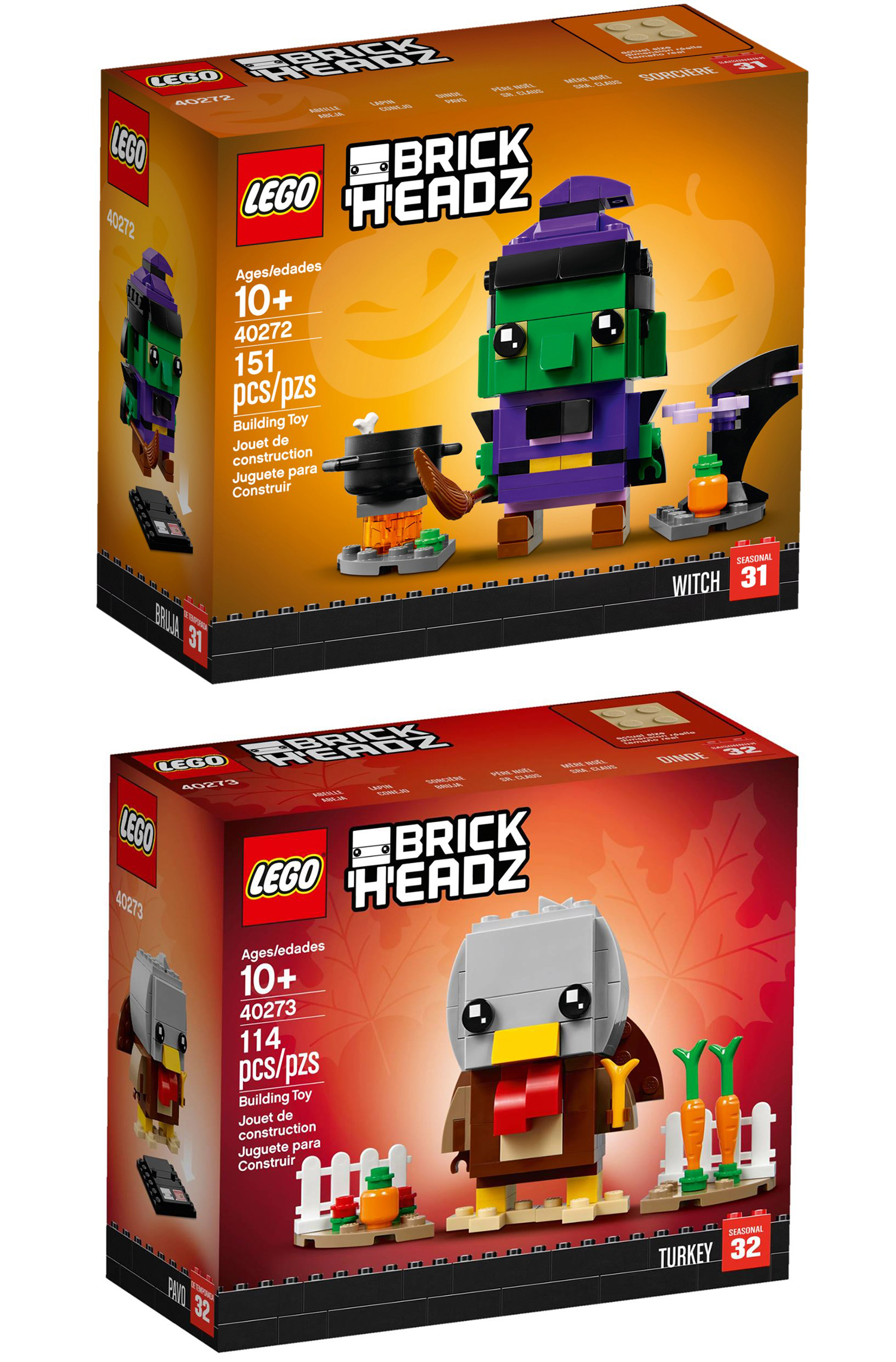 LEGO BrickHeadz 系列 40272、40273【萬聖節女巫、感恩節火雞】Witch、Turkey