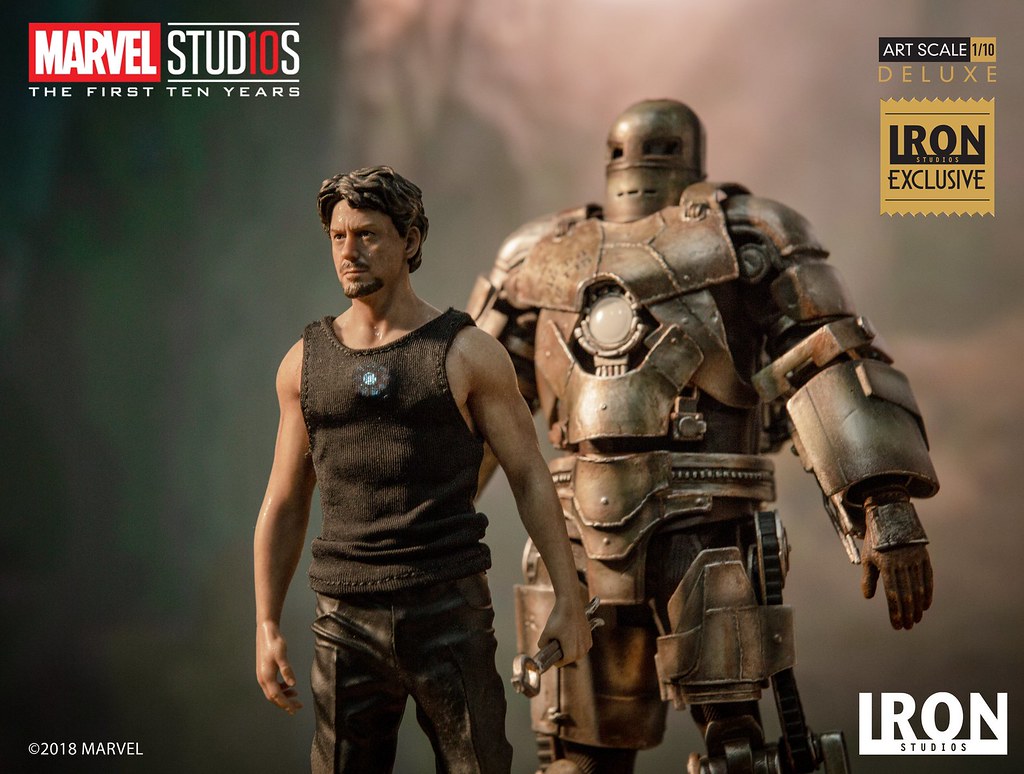 黃金十年的開始！！ Iron Studios《鋼鐵人》東尼·史塔克 ＆ 鋼鐵人馬克1 豪華版 Tony Stark & Mark I Deluxe 1/10 比例全身雕像作品