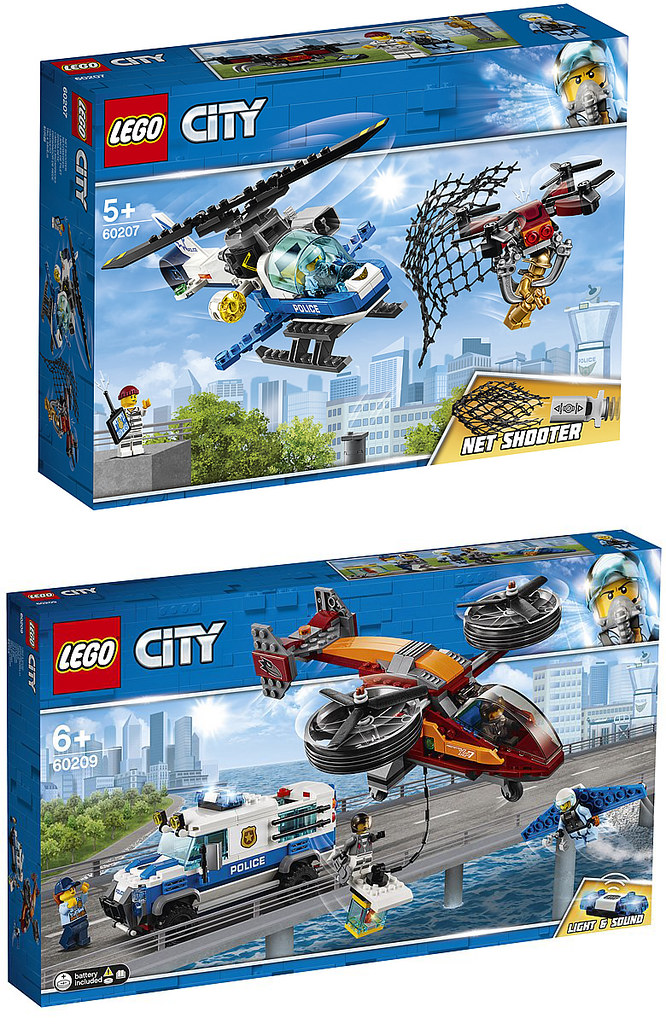 全新的降落傘零件登場，還有無人機呀！！ LEGO 60206～60210 城市系列 空中警察主題 2019上半年部分盒組公開 Part 1！！