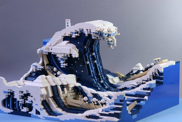 驚濤駭浪襲來！ 浮世繪名作樂高化～ koffiemoc 樂高MOC 作品《神奈川沖浪裏》Hokusai - Great wave off Kanagawa