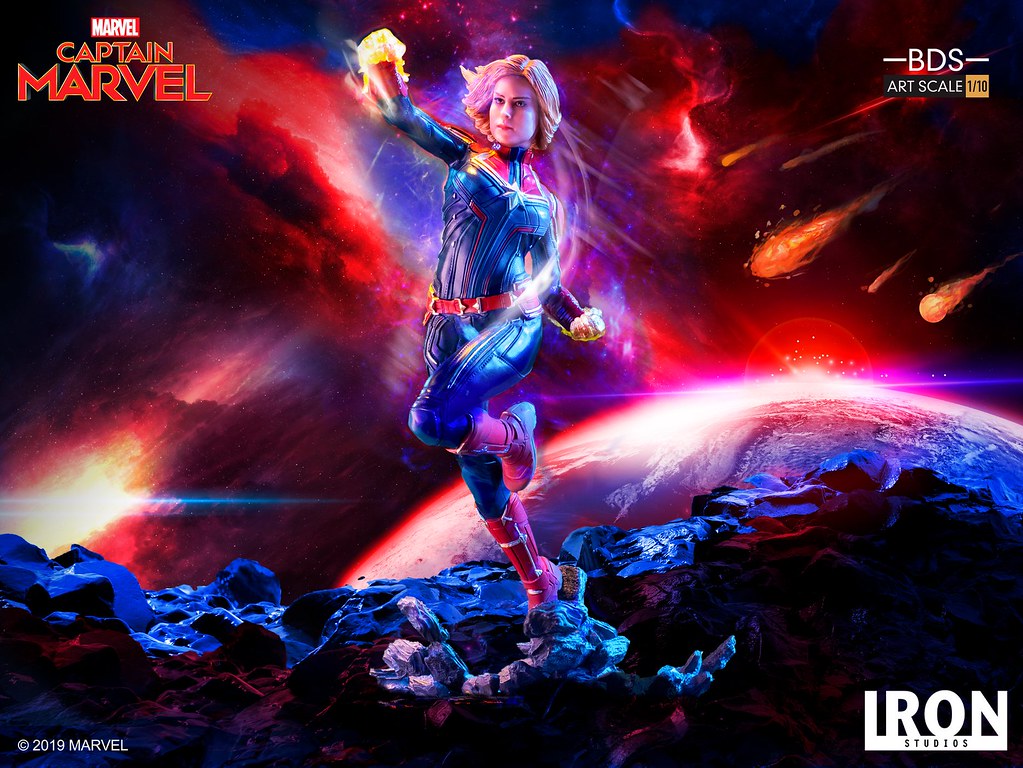 精彩的雙頭雕一次擁有！！ Iron Studios Battle Diorama 系列《驚奇隊長》驚奇隊長 Captain Marvel 1/10 比例決鬥場景雕像作品