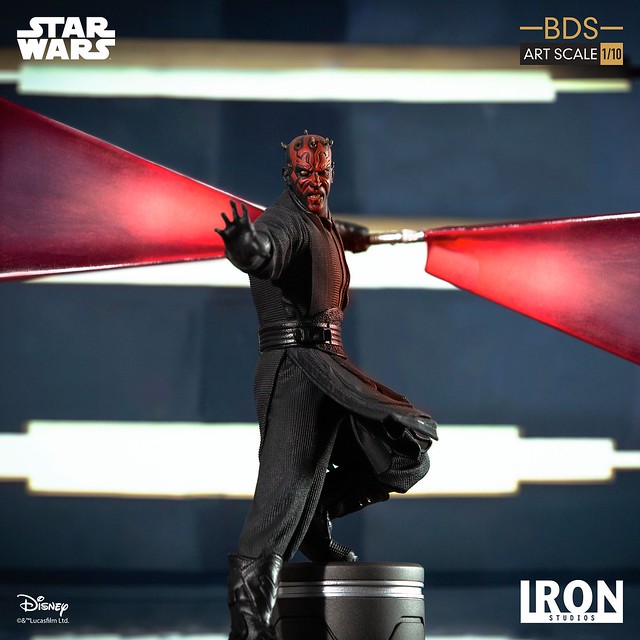 狂暴的西斯武士現身！ Iron Studios《星際大戰首部曲：威脅潛伏》達斯·魔 Darth Maul 1/10 比例決鬥場景雕像作品